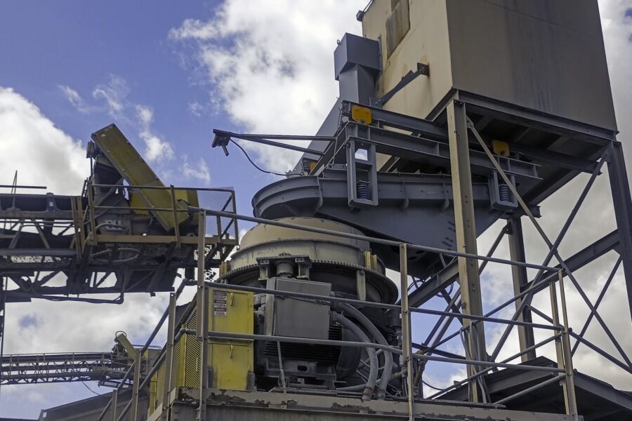 Vibratory Cone Crusher Feeder Aggregate Yard PA Limestone